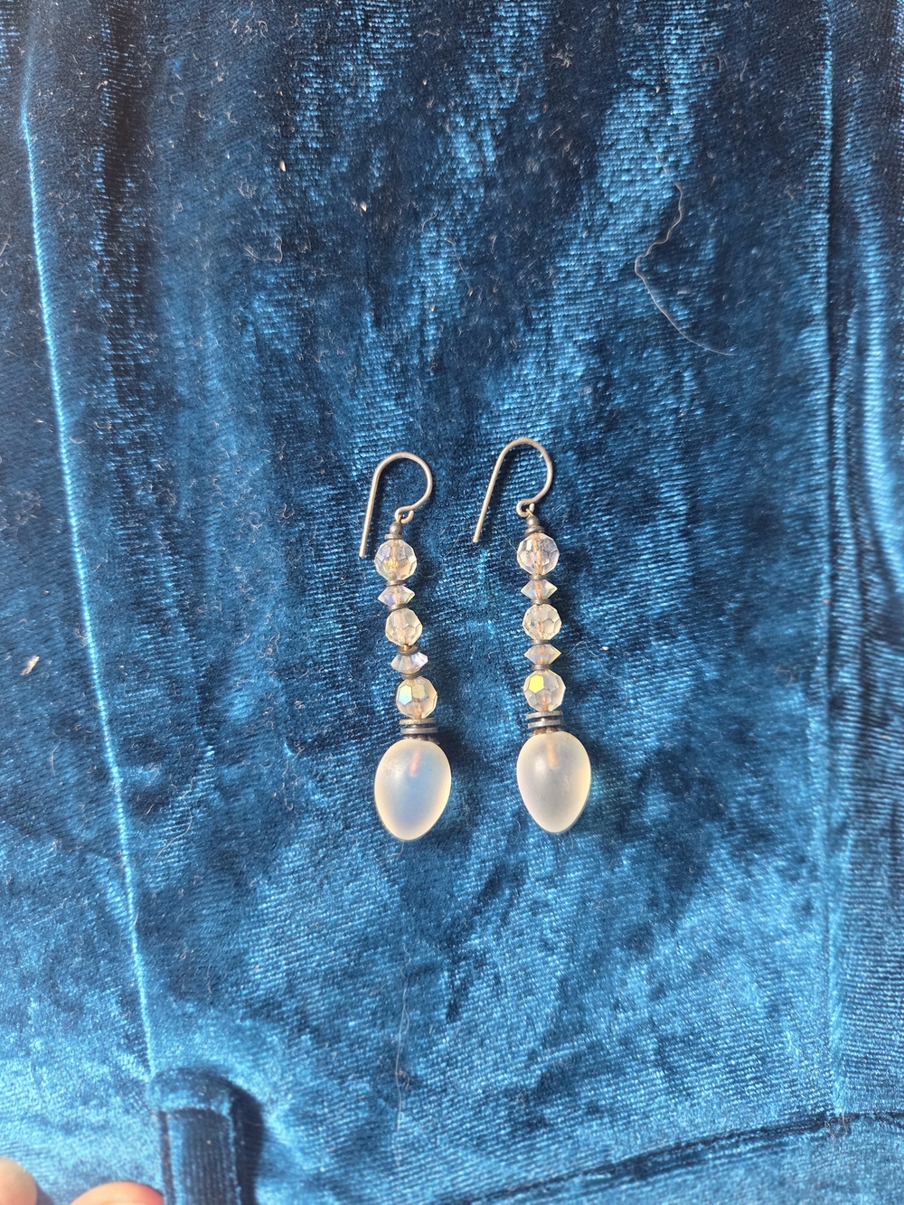 Sterling Silver Blue Opal Drop Earrings - Women Jewelry